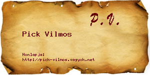 Pick Vilmos névjegykártya